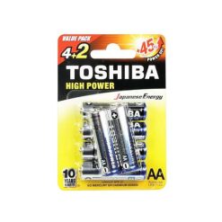 TOSHIBA HIGH POWER ΑΛΚΑΛΙΚΕΣ ΜΠΑΤΑΡΙΕΣ ΑΑ 1.5V 4+2 TEMAXIA 6 LR6GCP BP-6 2F