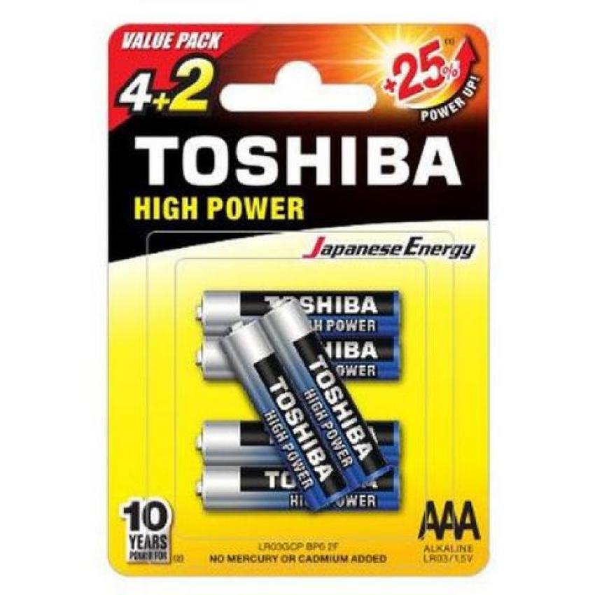TOSHIBA HIGH POWER ΑΛΚΑΛΙΚΕΣ ΜΠΑΤΑΡΙΕΣ ΑΑΑ 1.5V 6TEMAXIA LR03GCP BP-6