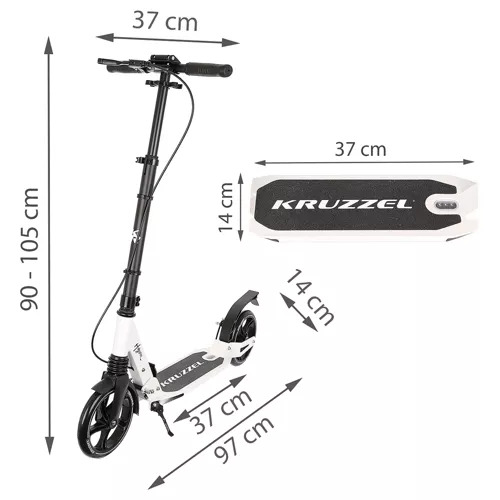 KRUZZEL HYPERION ΠΑΤΙΝΙ SCOOTER ΑΝΑΔΙΠΛΟΥΜΕΝΟ ΜΕ ΤΡΟΧΟ 200mm ΛΕΥΚΟ W 26141 - Image 2