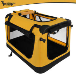 PURLOV ΤΣΑΝΤΑ ΜΕΤΑΦΟΡΑΣ ΚΑΤΟΙΚΙΔΙΩΝ 60X42X44 cm MAX 25kg ΜΑΥΡΗ/ΚΙΤΡΙΝΟ 27480 - Image 3