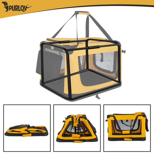 PURLOV ΤΣΑΝΤΑ ΜΕΤΑΦΟΡΑΣ ΚΑΤΟΙΚΙΔΙΩΝ 60X42X44 cm MAX 25kg ΜΑΥΡΗ/ΚΙΤΡΙΝΟ 27480 - Image 4