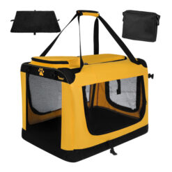 PURLOV ΤΣΑΝΤΑ ΜΕΤΑΦΟΡΑΣ ΚΑΤΟΙΚΙΔΙΩΝ 60X42X44 cm MAX 25kg ΜΑΥΡΗ/ΚΙΤΡΙΝΟ 27480