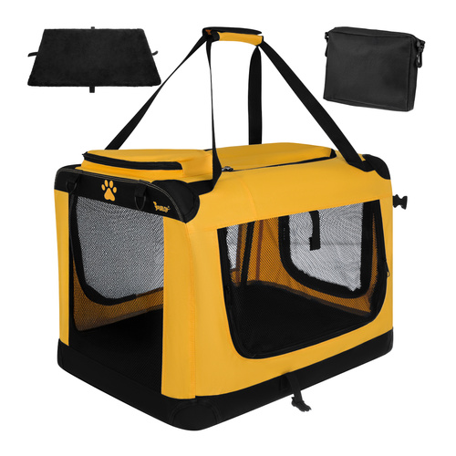 PURLOV ΤΣΑΝΤΑ ΜΕΤΑΦΟΡΑΣ ΚΑΤΟΙΚΙΔΙΩΝ 60X42X44 cm MAX 25kg ΜΑΥΡΗ/ΚΙΤΡΙΝΟ 27480
