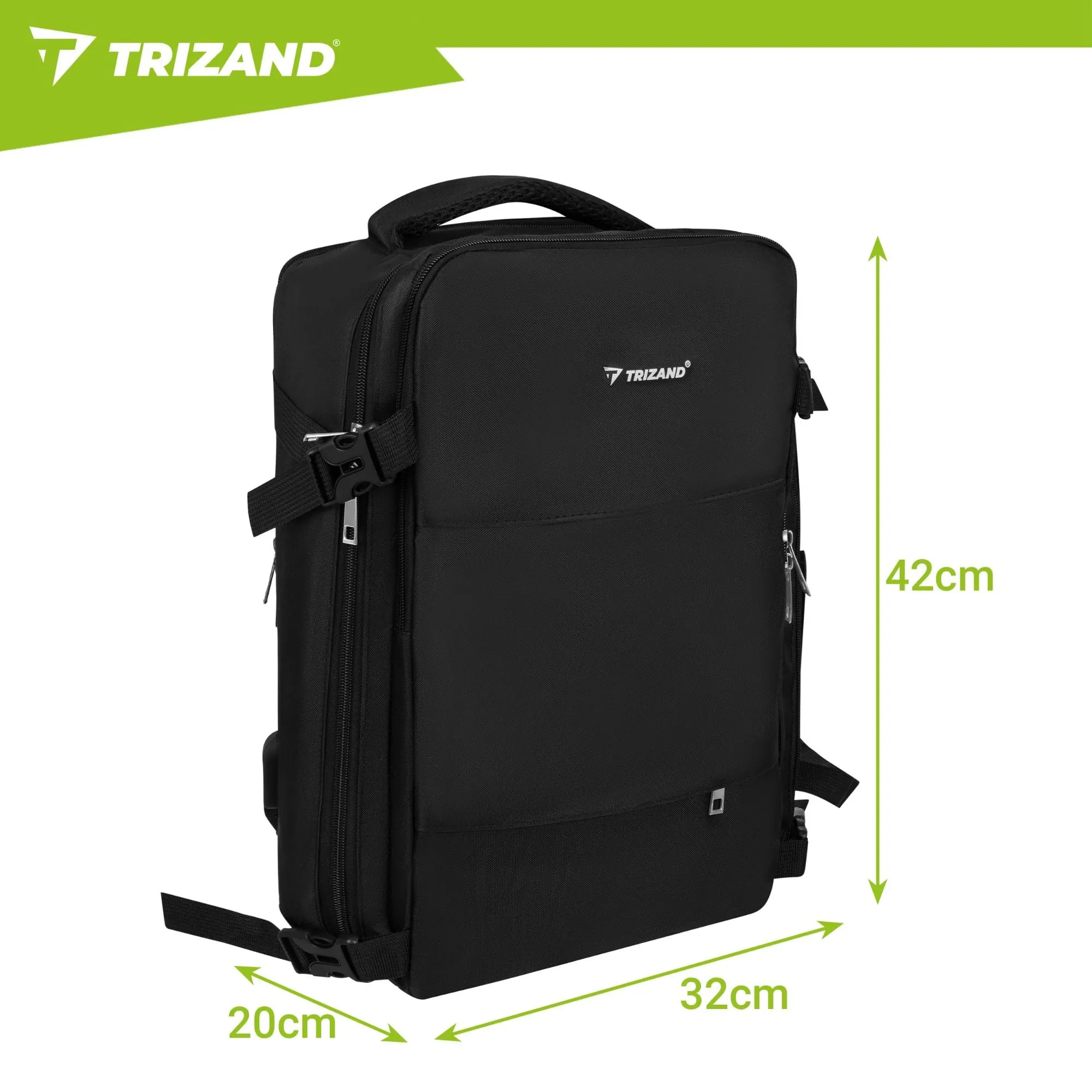 TRIZAND ΣΑΚΙΔΙΟ ΠΛΑΤΗΣ MEDIUM BACKPACK BLACK 42X32X40 00027615 - Image 2