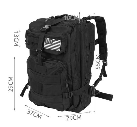TRIZAND ΣΑΚΙΔΙΟ ΠΛΑΤΗΣ XL MILITARY BACKPACK BLACK 35L 00008919 - Image 5