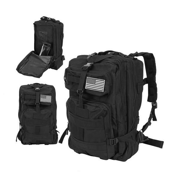 TRIZAND ΣΑΚΙΔΙΟ ΠΛΑΤΗΣ XL MILITARY BACKPACK BLACK 35L 00008919