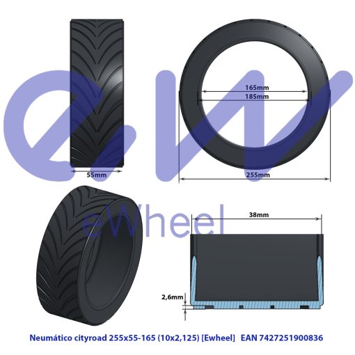 eWHEEL 10X2.125-6.5 ORIGINAL ΕΛΑΣΤΙΚΟ ΓΙΑ SCOOTER Ninebot F (εκτός F40) ΚΑΙ D-SERIES 35583 - Image 2