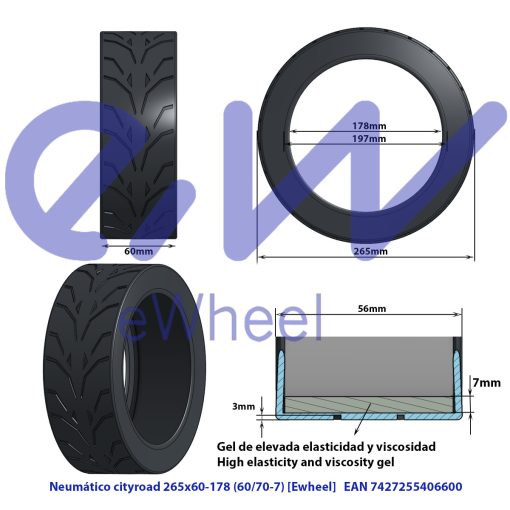 eWHEEL ΕΛΑΣΤΙΚΟ 60/70-7 TUBELESS WITH ANTI-PUNCTURE GEL ΗΛΕΚΤΡΙΚΟΥ ΠΑΤΙΝΙΟΥ 38345 - Image 4