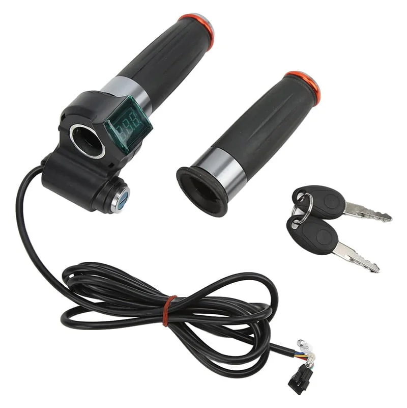 ΓΚΑΖΙ ΓΙΑ E-SCOOTER/E-BIKE ΜΕ ΕΝΔΕΙΞΗ ΜΠΑΤΑΡΙΑΣ 36V/48V/52V + ΚΛΕΙΔΙ SM CONNECTOR