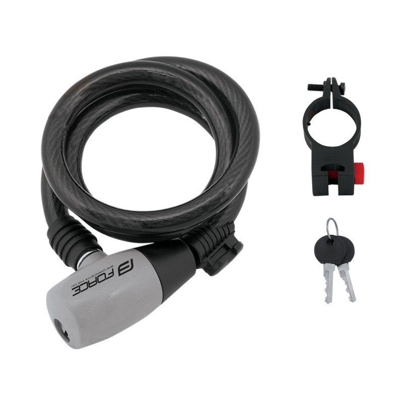 FORCE RON ΚΛΕΙΔΑΡΙΑ ΠΟΔΗΛΑΤΟΥ ΣΠΙΡΑΛ 185cm X 80mm ΜΑΥΡΗ 49128