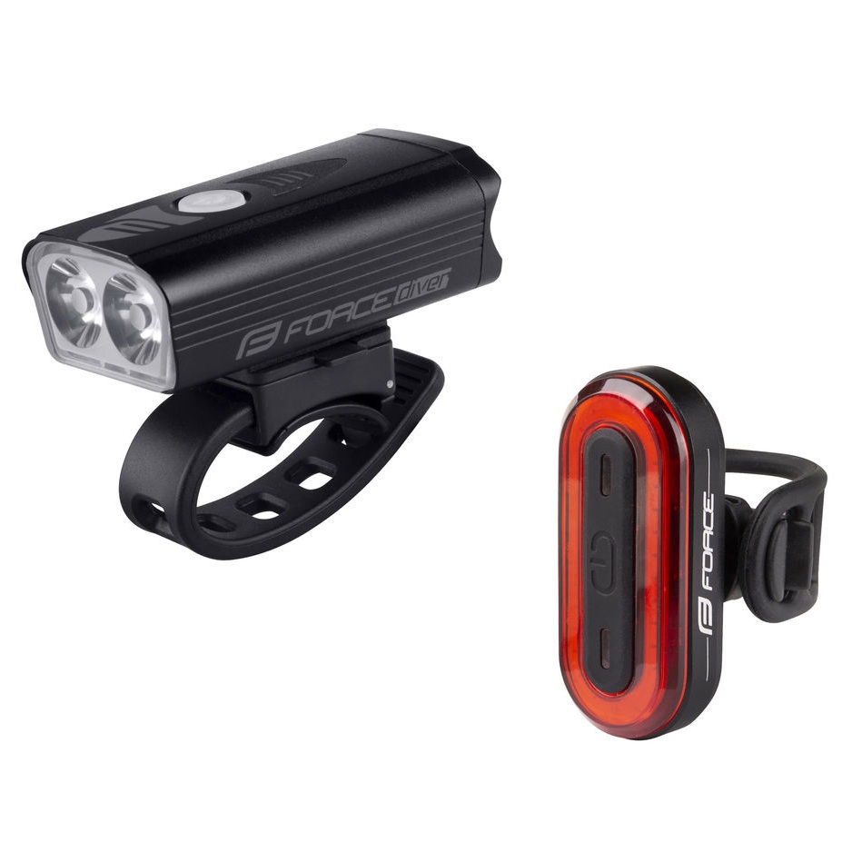 FORCE DIVER ARC ΣΕΤ ΦΑΝΑΡΙΑ ΠΟΔΗΛΑΤΟΥ ΕΜΠΡΟΣΘΙΟ 900 LUMEN + ΟΠΙΣΘΙΟ 40 LUMEN ΜΕ USB 454077