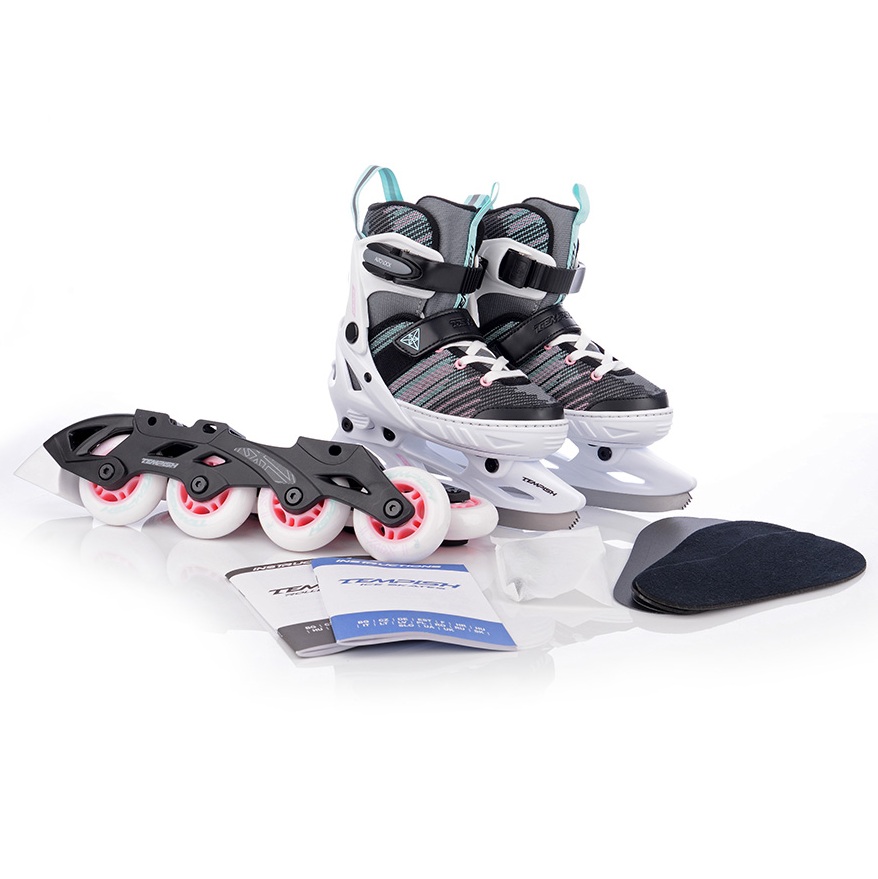 TEMPISH SYSTENT DUO ROLLER SKATES/ΠΑΓΟΠΕΔΙΛΑ ΑΥΞΟΜΕΙΟΥΜΕΝΑ IN-LINE (No 33-36) BLACK/WHITE - Image 2