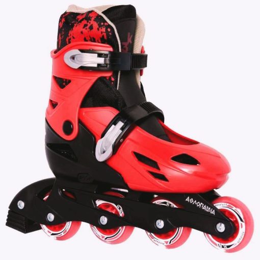 ΑΘΛΟΠΑΙΔΙΑ 3Κ ΠΑΤΙΝΙΑ ROLLER SKATES ΑΥΞΟΜΕΙΟΥΜΕΝΑ IN-LINE ΚΟΚΚΙΝΟ/ΜΑΥΡΟ (No 35-38) - Image 2