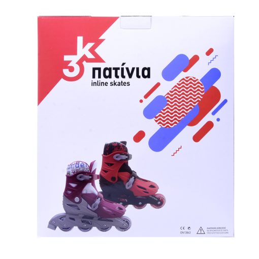 ΑΘΛΟΠΑΙΔΙΑ 3Κ ΠΑΤΙΝΙΑ ROLLER SKATES ΑΥΞΟΜΕΙΟΥΜΕΝΑ IN-LINE ΚΟΚΚΙΝΟ/ΜΑΥΡΟ (No 35-38) - Image 4