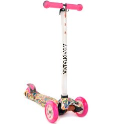 ΑΘΛΟΠΑΙΔΙΑ 3K ΠΑΤΙΝΙ SCOOTER ΤΡΙΤΡΟΧΟ ΜΕ ΦΩΤΙΖΟΜΕΝΑ ΡΟΔΑΚΙΑ ΛΕΥΚΟ/ΡΟΖ