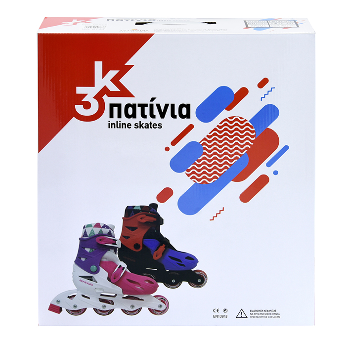 ΑΘΛΟΠΑΙΔΙΑ 3Κ ΠΑΤΙΝΙΑ ROLLER SKATES ΑΥΞΟΜΕΙΟΥΜΕΝΑ IN-LINE ΦΟΥΞΙΑ/ΜΩΒ/ΛΕΥΚΟ (No 35-38) - Image 4