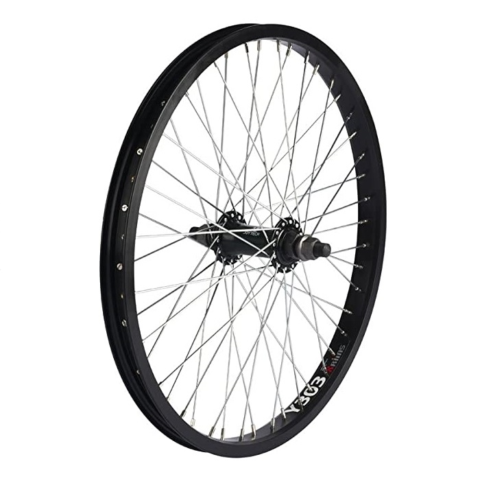 ΤΡΟΧΟΣ ΠΟΔΗΛΑΤΟΥ BMX ΑΛΟΥΜΙΝΙΟΥ 48 ΑΚΤΙΝΕΣ 14 ΑΞΟΝΑΣ ΜΑΥΡΟΣ ΟΠΙΣΘΙΟΣ ΒΙΔΩΤΟ ΓΡΑΝΑΖΙ